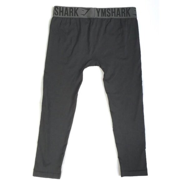 Gymshark Cropped Seamless Leggings Womens M Black Gray Logo Elastic Band Pants - Picture 4 of 6
